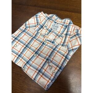 Lucky Brand SHORT SLEEVE SNAP BUTTON SHIRT Men XXL PLAID Western Cowboy Festival